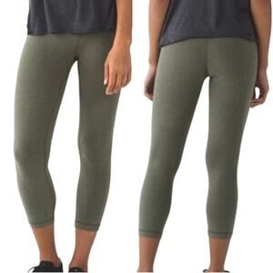 LULULEMON Wunder Under Crop High Rise Yoga Leggings Fatigue Green Size 6